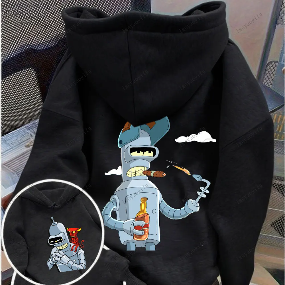 Futurama Hoodie Funny Robots Men Hoodie Cartoon Pullover Unisex Long Sleeve Hoodie Streetwear Harajuku Pullover
