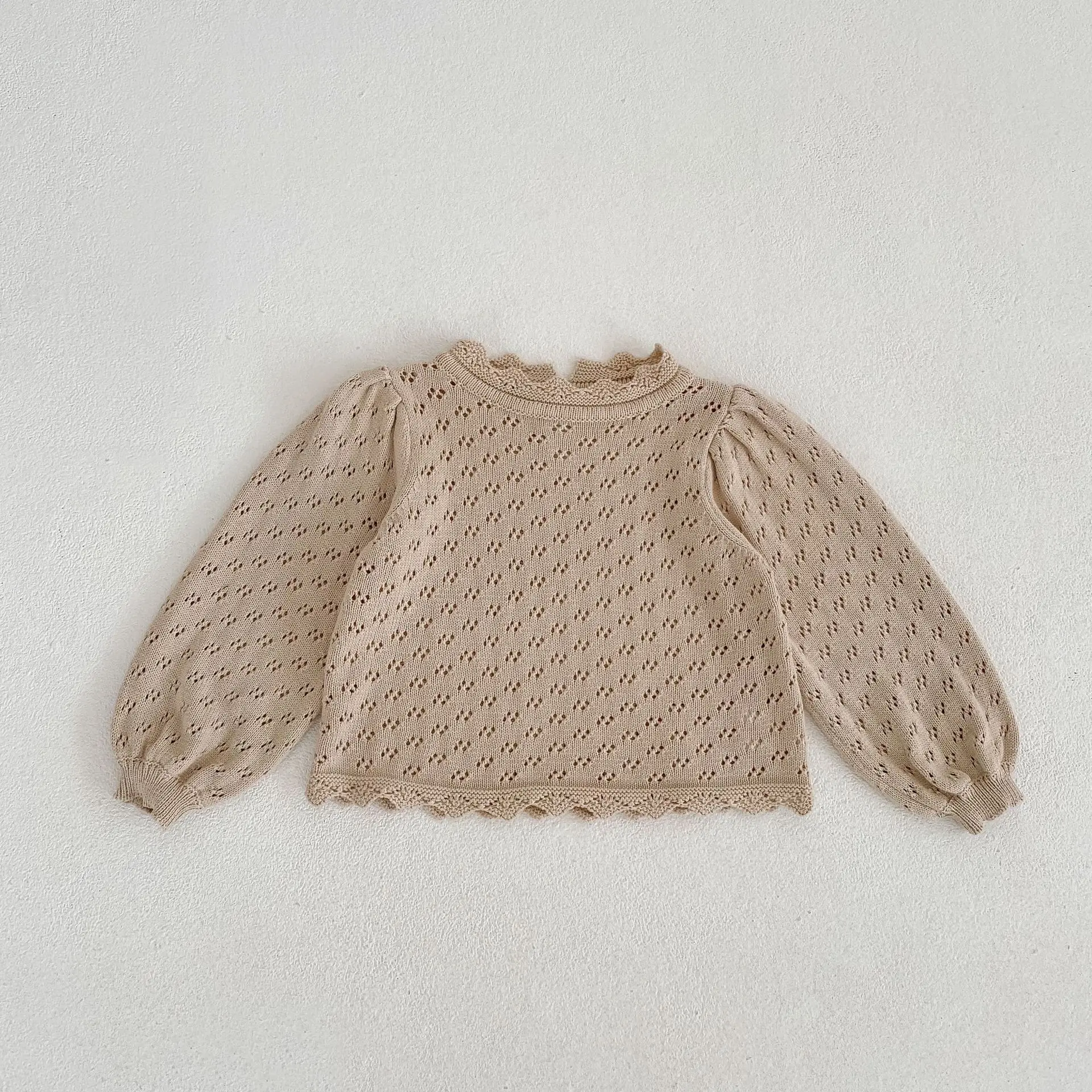 Kleinkind Mädchen Pullover stricken Herbst Kinder Baby lose Pullover stricken Winter ausgehöhlt Baby Mädchen Kleidung rund Kinder Baby außen – Detail 2