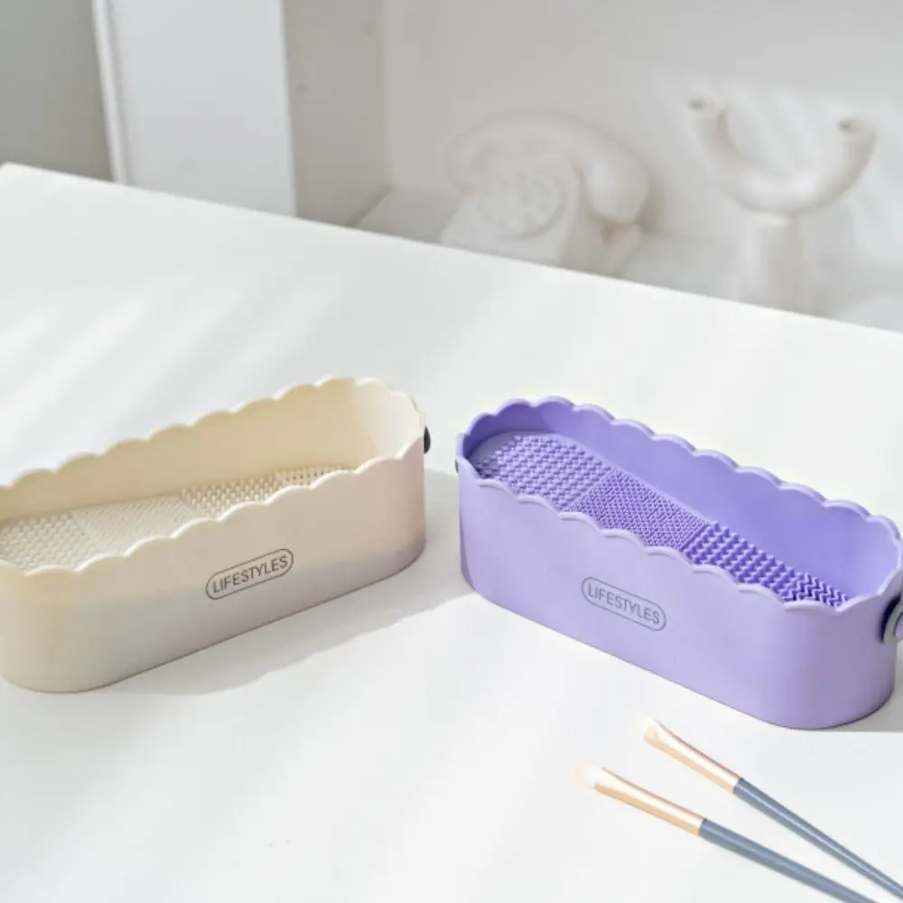 Detergente per pennelli per trucco in gomma Scatola portaoggetti per panda Strumento per asciugare pennelli cosmetici Spugna Porta pennelli per trucco portatile Strumento cosmetico