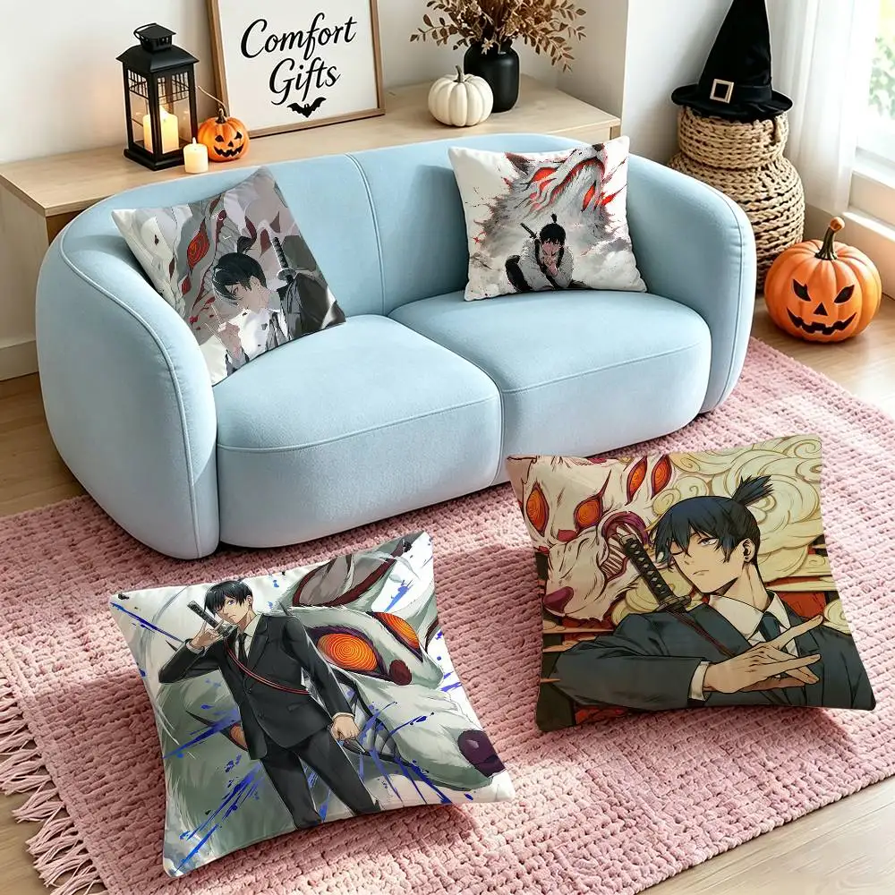 Anime C-Chainsaw Man A-Aki Hayakawa  Square Double-Sided printed Pillow Case Bedroom Bedside Pillow Sofa Cushion Cover