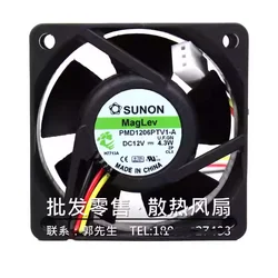 for SUNON cooling fan 60mm 6025 60*60*25MM PMD1206PTV1-A DC 12V 4. 3W