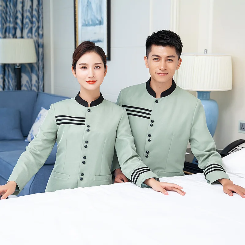 여성용 청소 작업복 프로퍼티 호텔 룸 클리너 아줌마 게스트하우스 통기성 웨이터 긴 소매 가을 겨울 의상