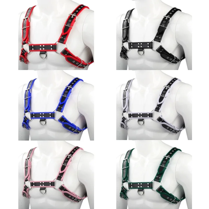 Fetish Leather Harness Bondage Chest Belt Double Shoulder Strap Carnival Party Nightclub Punk Adults Sexy Costumes Male Lingerie