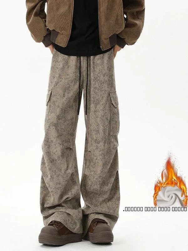 

Мужские повседневные брюки большого размера из вельвета на флисовой подкладке, свободного кроя, теплые, модные, прямые, длинные, с мраморным узором