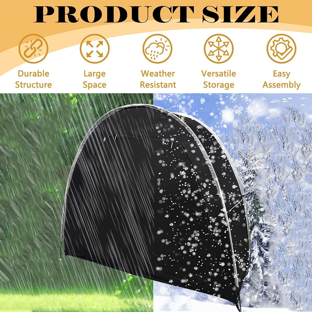 Cobertizo para bicicletas de exterior, cubierta impermeable Oxford 210D para 2 bicicletas, protección solar anti-UV, refugio portátil para jardín, garaje para bicicletas de montaña y carretera, casa de almacenamiento de herramientas con bolsa de transporte, 200x80x165cm