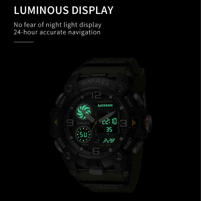 SMAEL Marke Uhr 50M Wasserdichte LED Zurück Licht Woche Display Wecker Männlichen 8055 Casual Quarz Armbanduhren Männer Uhren sport