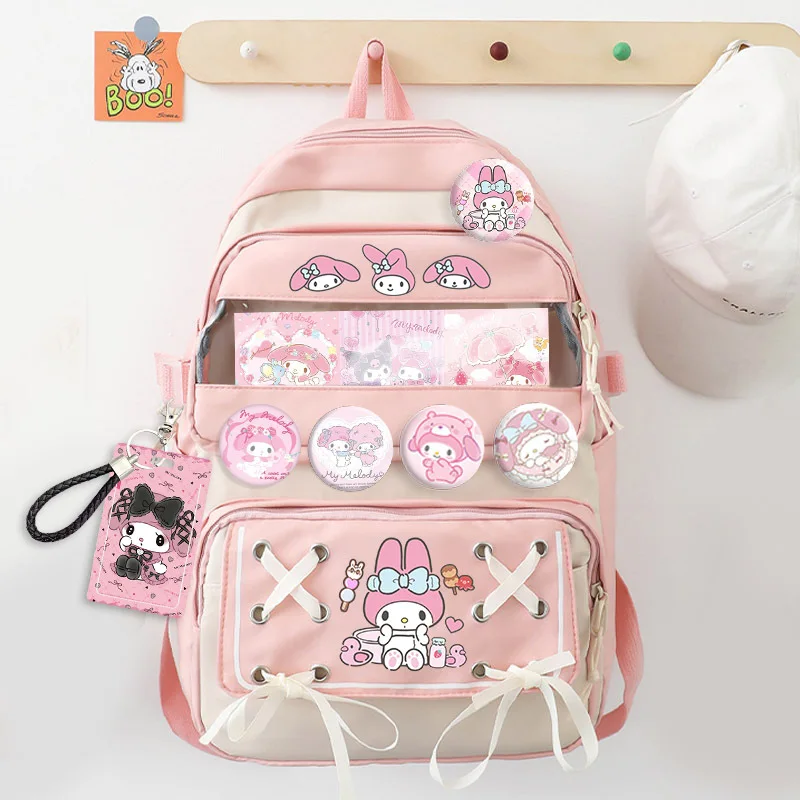 Sanrio Hello Kitty melodia Kulomi plecak o dużej pojemności kreskówka wodoodporna damska torba na laptopa Anime urządzenia peryferyjne dziewczęcy tornister