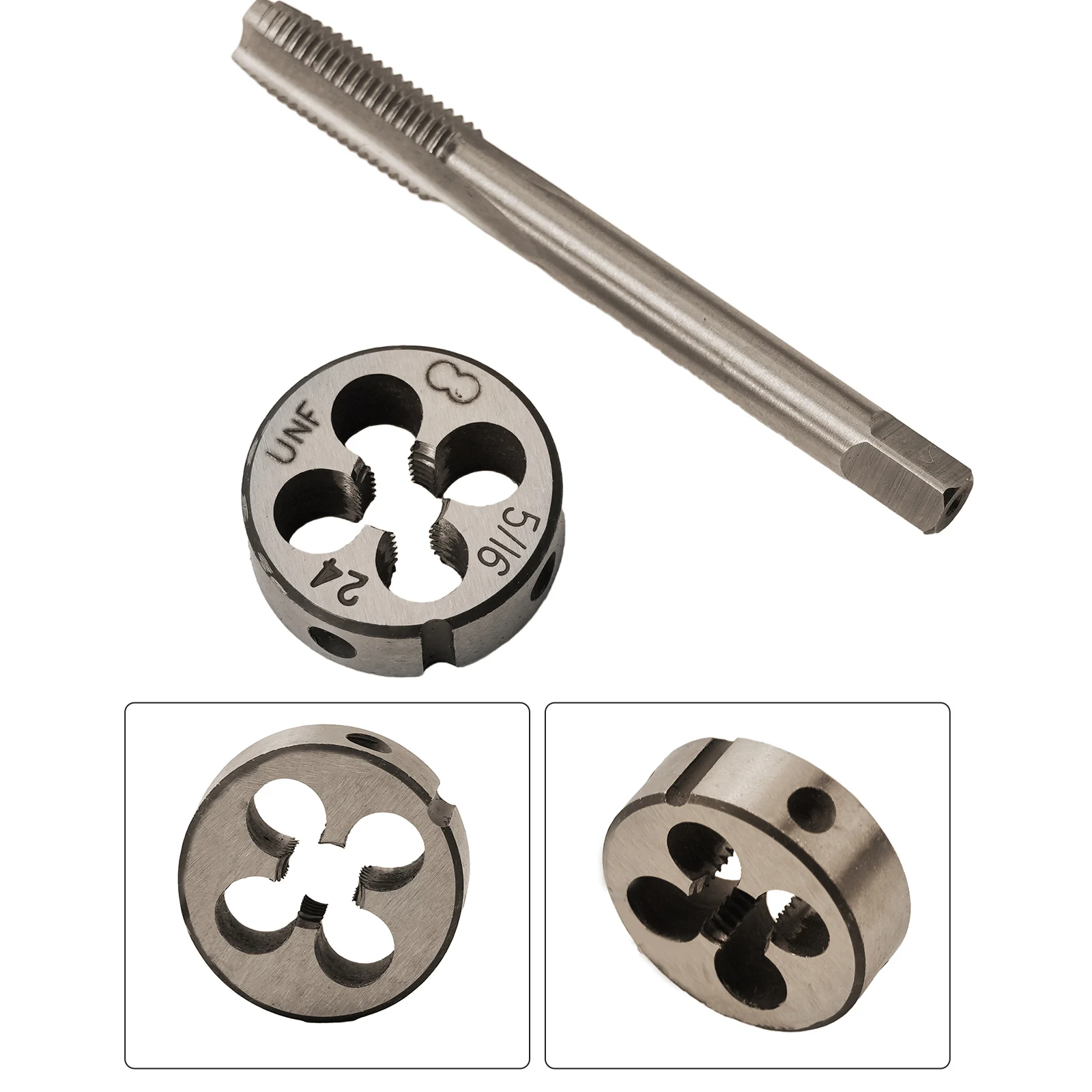 Drilling Tapping Tap Die Set 5/16 -24TPI HSS Right Hand Thread Round Straight Flute Shallow Cuts For Muzzle Work