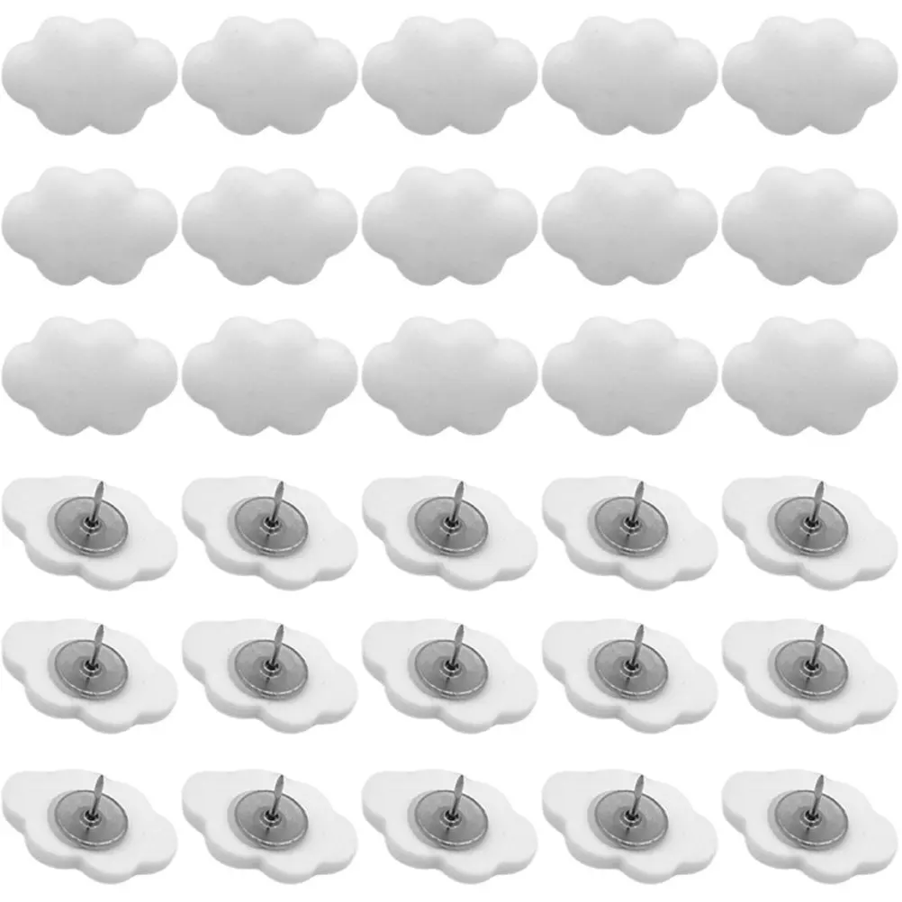 30Pcs Cream Cloud Shaped Push Pins Decorative Resin Thumb Tacks for Message Board Poster Notes Maps Office Stationery Wall