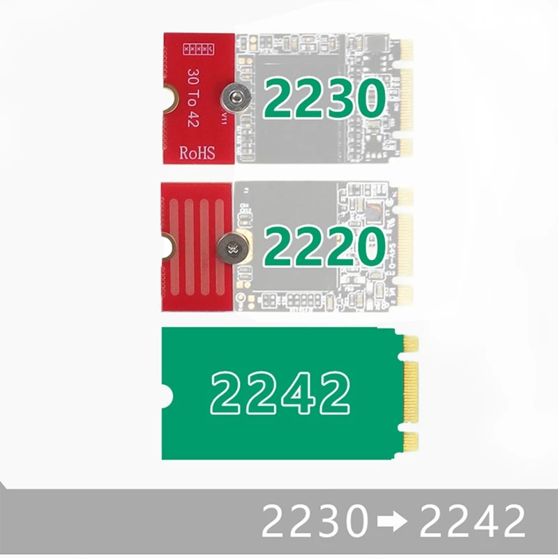 Top-M.2 NGFF NVME SSD Extension Bracket Transfer 2230 2242 2260 2280 Length Extend Adapter Bracket Card Plate Change Long