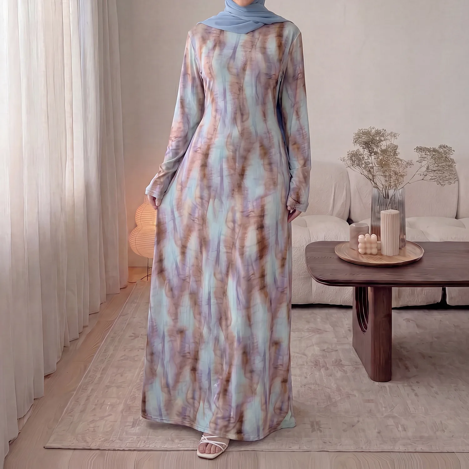Muslimisches Bedrucktes Kleid Damen Eid Abaya Partykleider Islam Vestidos Jalabiya Kaftan Arabisches Langes Gewand Ramadan Marokko Dubai Abayas