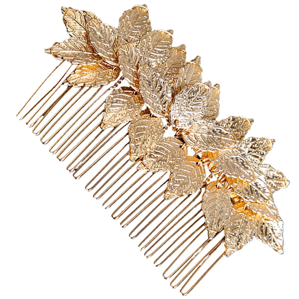 

Golden Leaf Hair Comb for Women Decorative Bridal Wedding Headpiece Alloy Romantic Hair Accessories for Brides and Formal Events