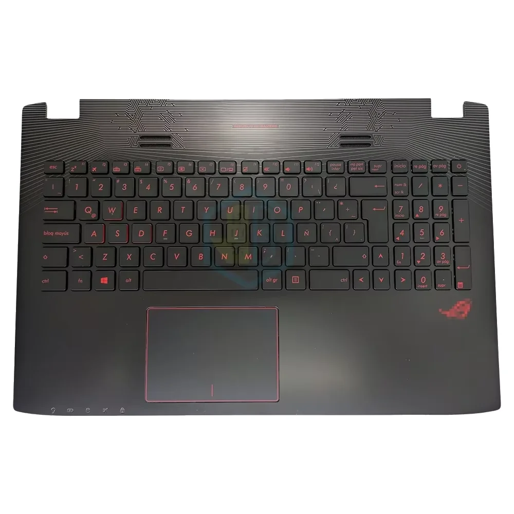 Latin Layout Red Backlit Keyboard and with Palmrest Replacement for ASUS GL552V GL552VL GL552VW GL552VX GL552JX GL752 Laptop