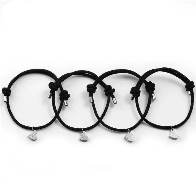 4PCS Fashion Love Attraction Magnet Bracelet For Couples Good Friend Family Hand-woven Rope Jewelry Accessories