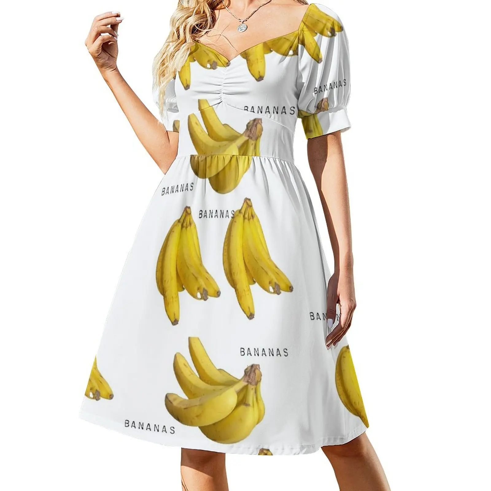 Bananas for bananas Short Sleeved Dress womans clothing Aesthetic clothing Dress