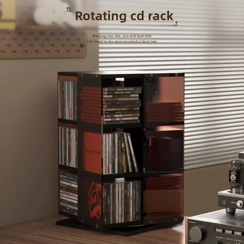 Creative Rotation CD Storage Rack Living Room Cassette Tape Holder Vinyl Record Display Shelf Office CD/DVD Organizer Stand