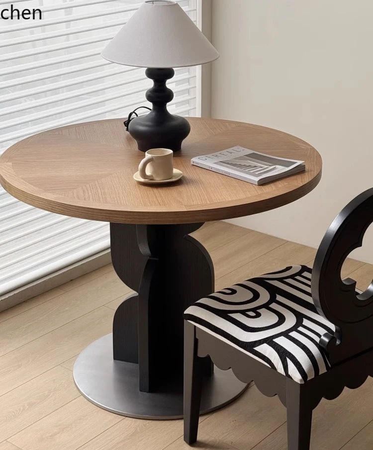 

QZT round table solid wood dining table log round table household home decoration accessories