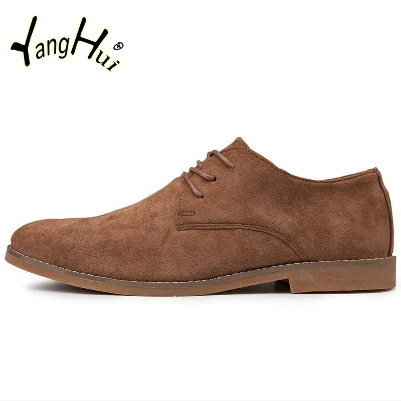 2023 New Men\'s Dress Shoes Suede British Style Casual Business Lace-up Retro Khaki Men Shoes Large Size Fashion Spring Autumn