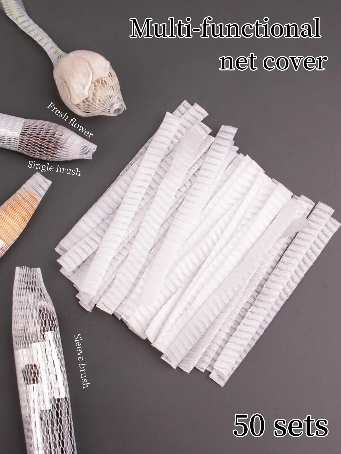 50 個のメイクブラシ保護メッシュセットローズガーゼセットメイクブラシ保護メッシュセットフラワー保護メッシュセット