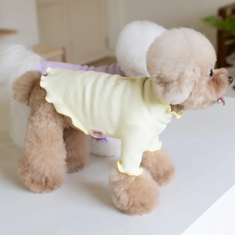 Bow Winter Cute Pet Dog Clothes Hoodies with Embroidered Lace Base Pet Candy Colored Embroidered Teddy Clothing For Small Dogs