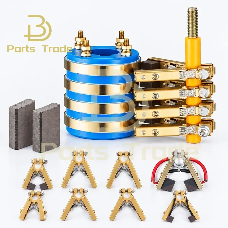 Four Way Collector Ring Assembly Conductive Slip Ring Copper Carbon Brush Bracket