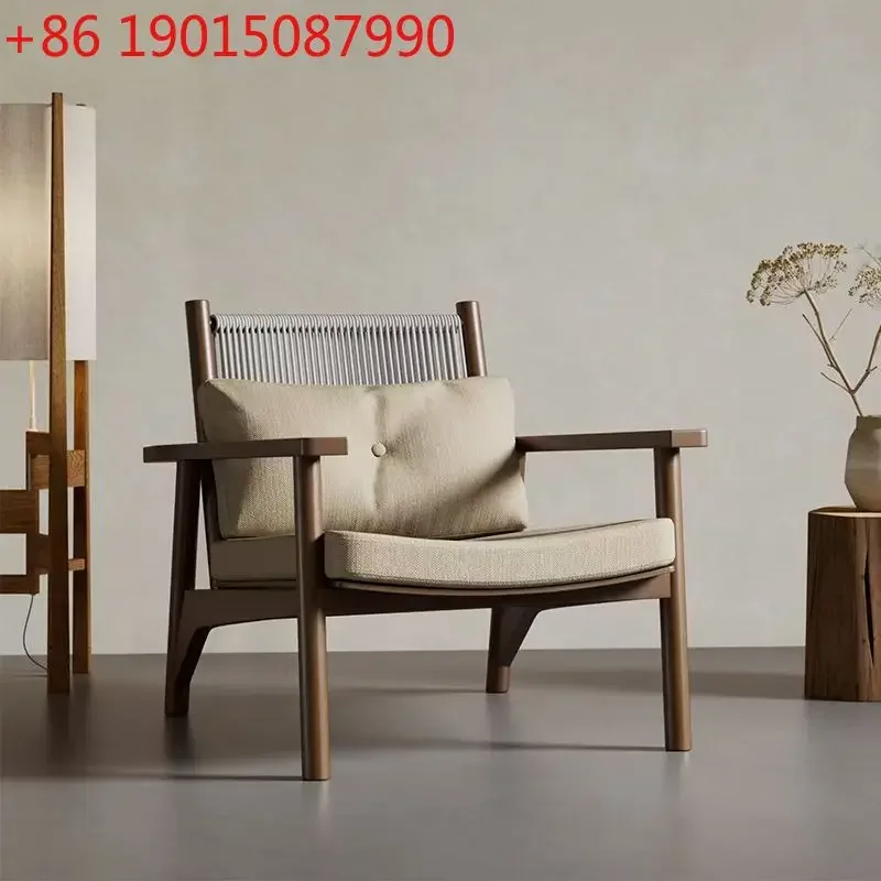 

Nordic retro single sofa chair sofa solid wood hotel homestay