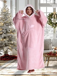 Women Pink Oversized Hoodies One Piece Christmas New Year Plus Size Extra Long Pullovers Oversized Pullovers Plus Size  Clothes