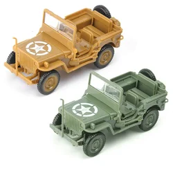 1/48 US Willys Jeep Assemble Model WWII GP Military Vehicle Model Puzzle Block Car Collections Scene Sandpan Game Model Toy