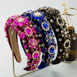 New High-grade Simple Sponge Hair Hoop Wide-brimmed Fashion Handmade Beaded Hotsale Hairband Women Padded Party Headdress