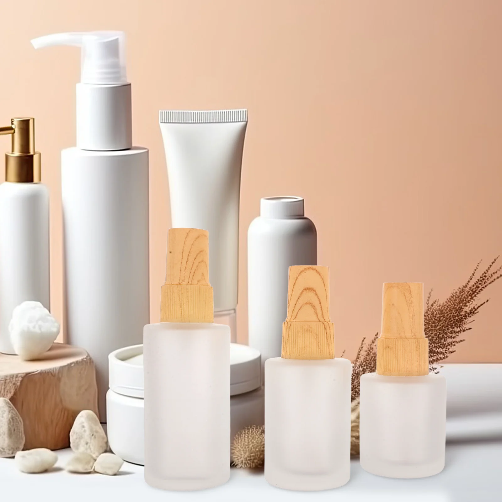 3 قطعة زجاجات رذاذ فارغة مع غطاء الحبوب الخشبية زجاج بلوري 20 مللي 30 مللي 40 مللي موزع رذاذ ناعم لحبر العطور والعناية بالبشرة والسفر #2