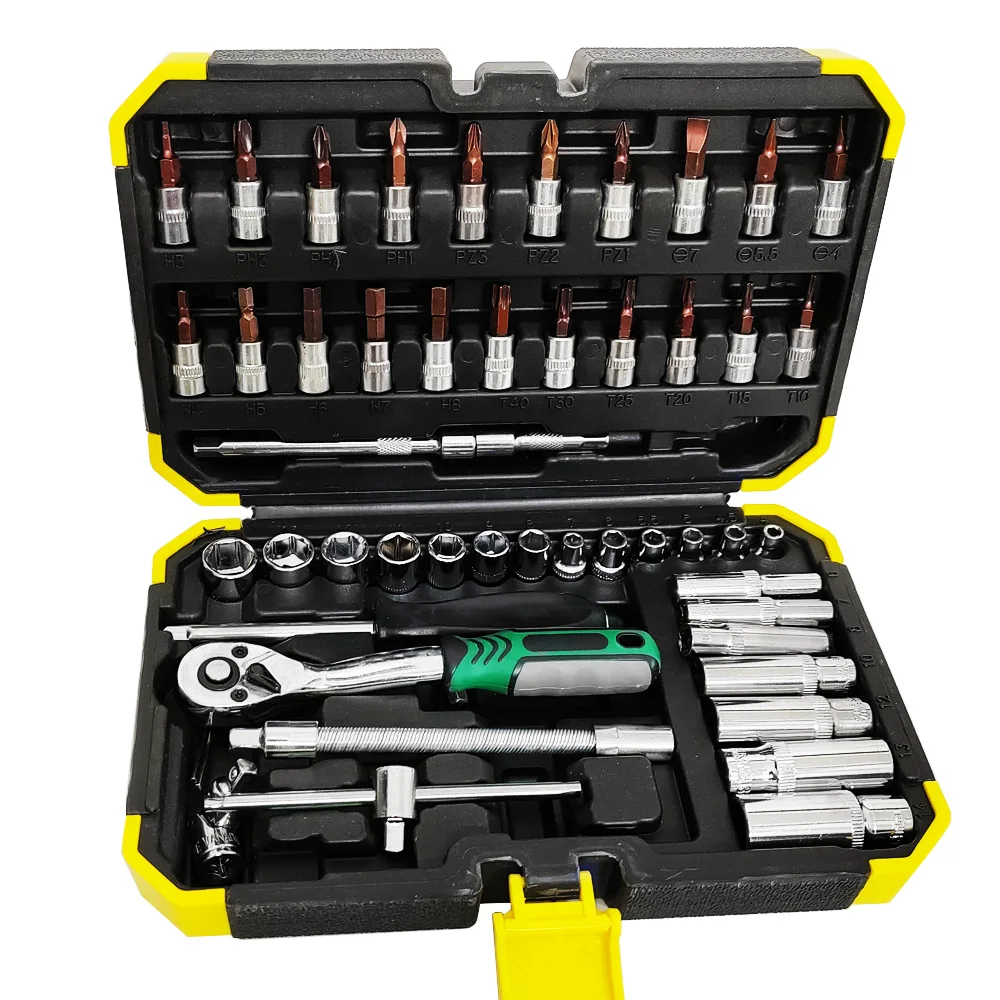 

Socket Wrench Set 1/4" 72 Tooth Ratcheting Wrench Set with Extension Bar for Auto Repairing and Household, with Storage Case