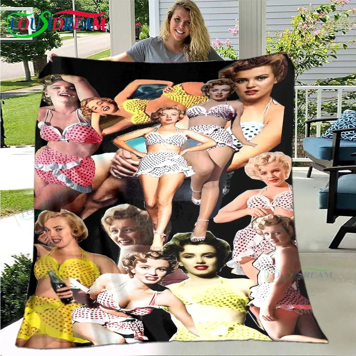 

Fashion Sexy Actor M-Marilyn Monroe Print Four Seasons Blanket Sofa Cover Travel Bed Plush Blanket Office Break Blanket Gift