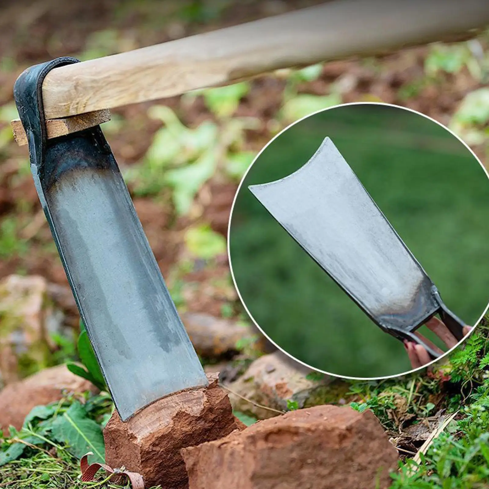 Durable Garden Hoe Household Outdoor Farming Tools Forging Weeding Hoe for Digging Soil Planting Vegetables Flowers