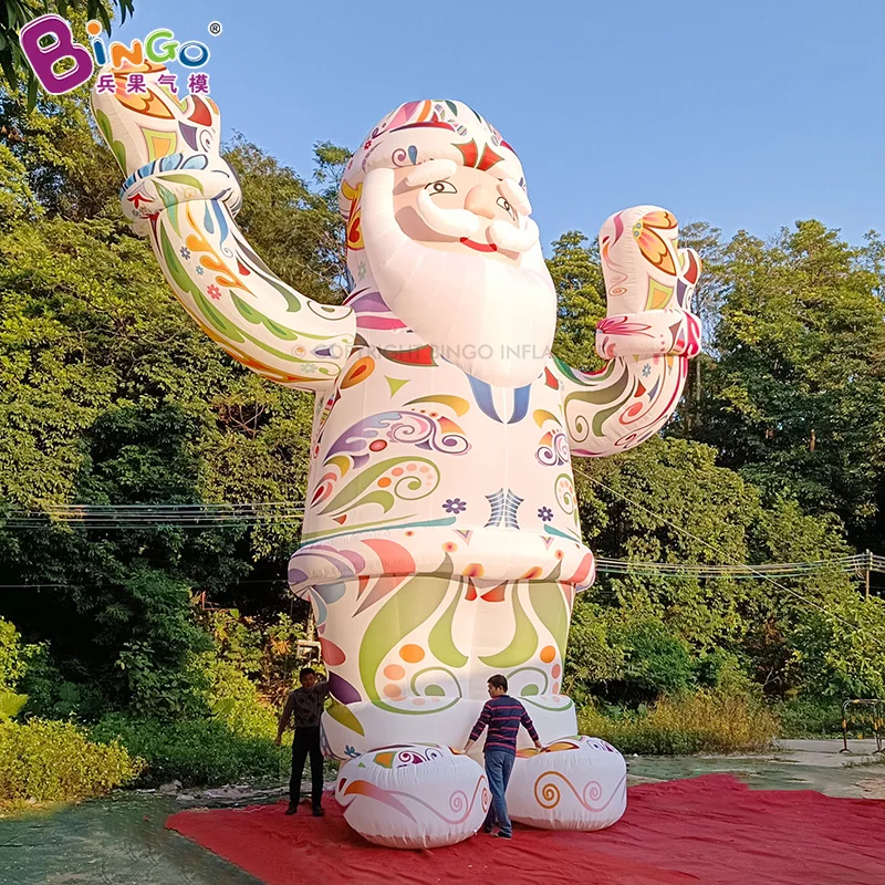 Giant 9m/30ft Height Inflatable Pattern Santa Claus Balloon With Lights Christmas Holiday Xmas Decoration Props