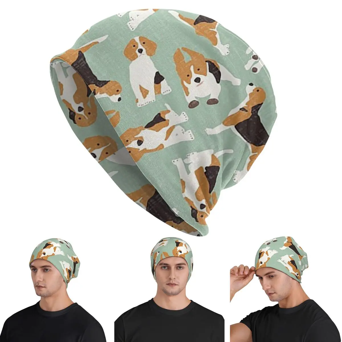 

Beagle Scatter Mint Skullies Beanies Hats Warm Autumn Winter Outdoor Cap Knitted Bonnet Caps for Unisex Adult