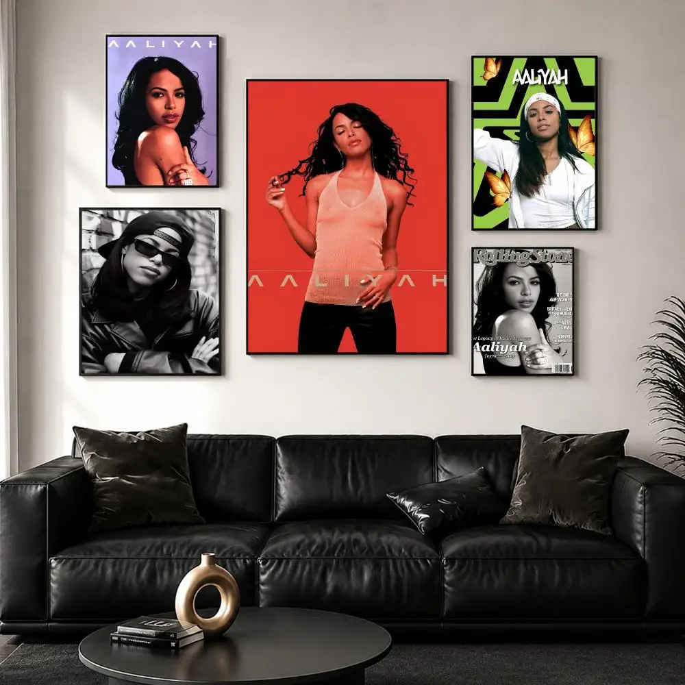 Singer A-Aaliyah Poster Perfect Sticker Self Adhesive for Office Home Theater Wall Art Decor Fancy Gift