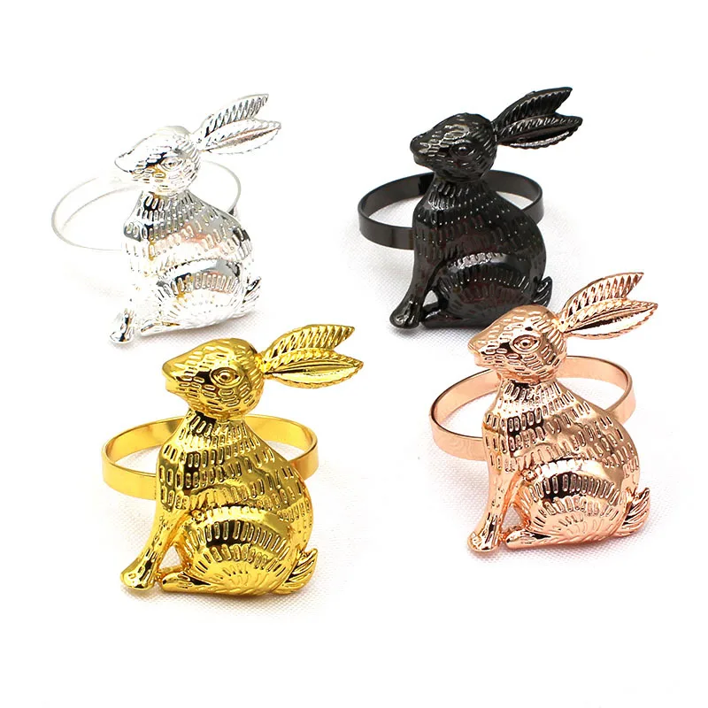 

6pcs/lot Easter Bunny Napkin Ring Metal Napkin Buckle Wedding Festive Party Table Decoration Napkin Ring