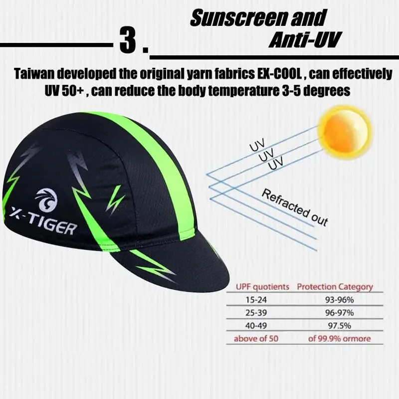 X-TIGER Riding Bright Green Outdoor Sport Bike Head MTB Bicycle Headwear Headband 100% Polyester Cycling Hats Bandana Pro Cap