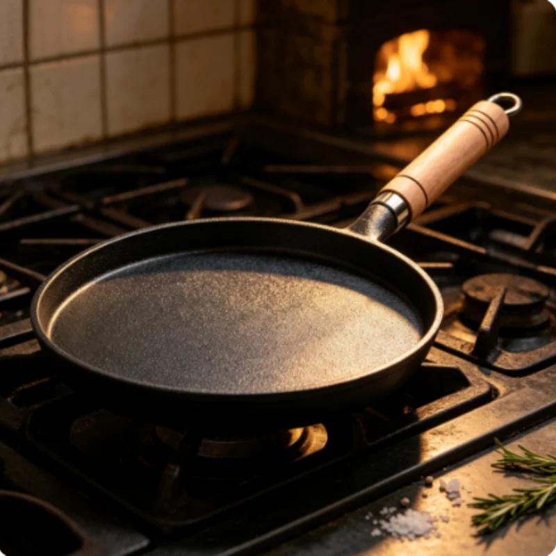 26cm Uncoated Cast Iron Skillet, Non Stick Crepe Pancake Pan Fit Gas Induction Stove Household Kitchen Cookware