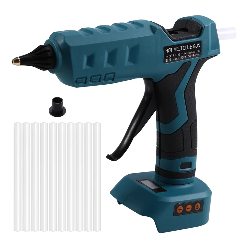 

ABLN-100W Cordless Digital Hot Melt Glue Gun Power Tool Formakita 18V Battery Glue Sticks DIY Repair Tool