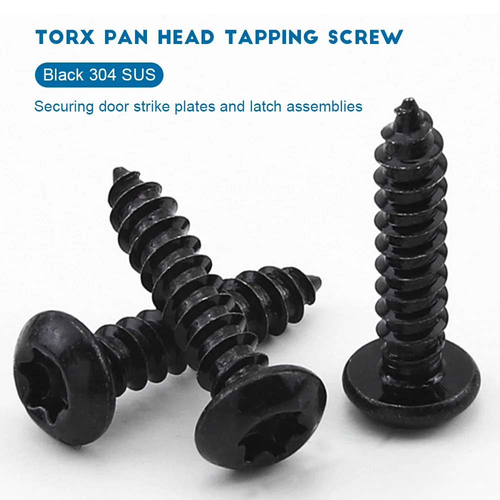 20-50pcs Torx Pan Head Sheet Metal Screws Black 304 Stainless Steel M3 M4 M5 M6 Pan Head Star Drive Self Tapping Screws for Wood