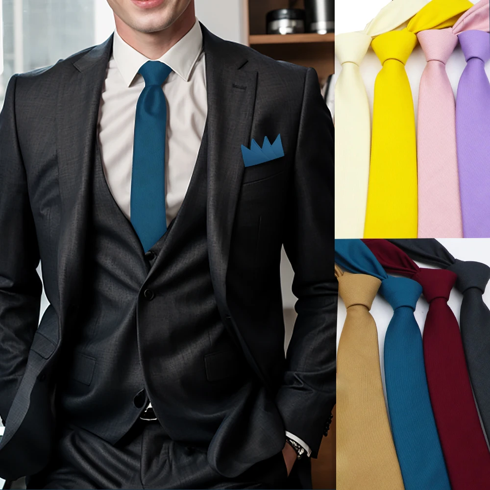 

Классический узкий галстук унисекс 6 см, высококачественный, однотонный, из чистого хлопка, модный повседневный галстук