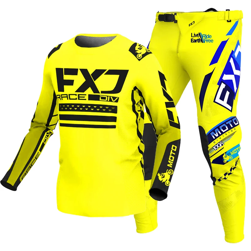 2025 FXJ motocross jersey and pants mtb mx gear set combo off road motorcycle racing suit enduro equipment DH MTB Dirt Bike