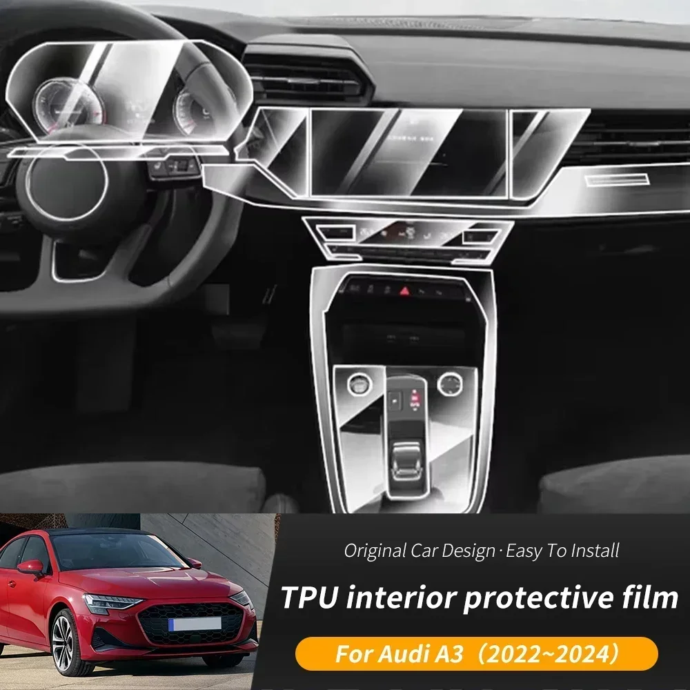 

Car Multimedia Screen Center Gear Panel TPU Matte Transparent Protection Film Interior Cover Decor For Audi A3 8Y 2023 Sticker