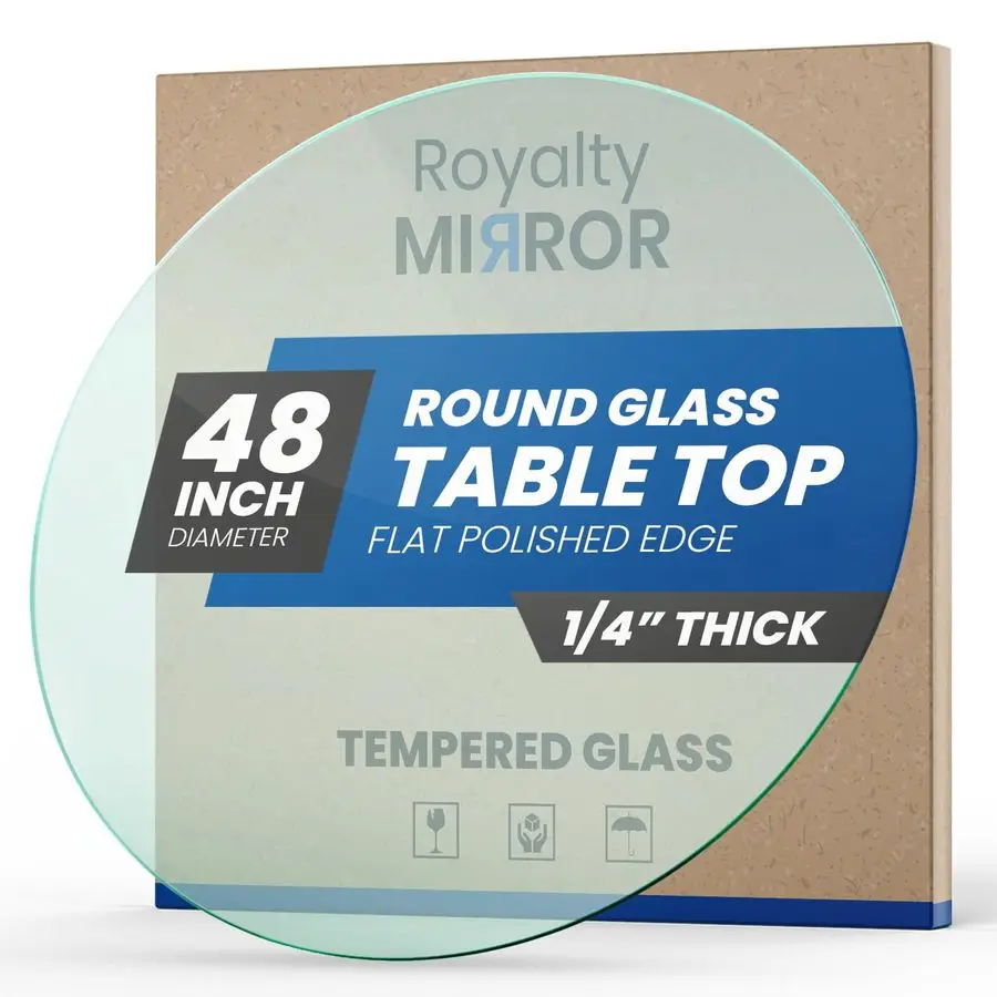 

48 Inch Round Tempered Glass Table Top Clear Table Top Glass Useful for Replacement, Tabletop Protector, Patio, Dining, Coffee,