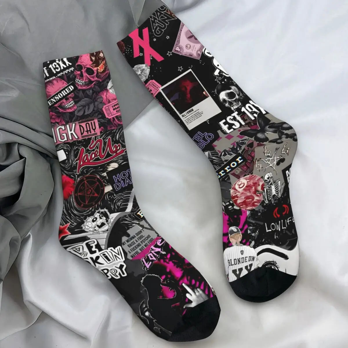 MGK Machine Gun Kelly Rapper Stockings Couple Socks Warm Soft Kawaii Socks Autumn Outdoor Sports Non Skid Pattern Socks Gift
