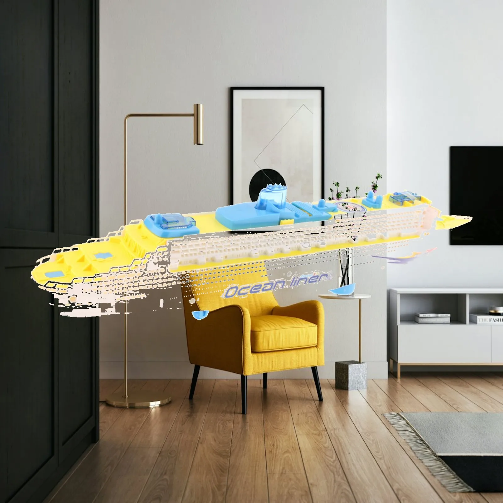 Realistic Electric Ocean Liner Toy Plastic Ship Boat Music Flashing Lights for Kids Educational Play
