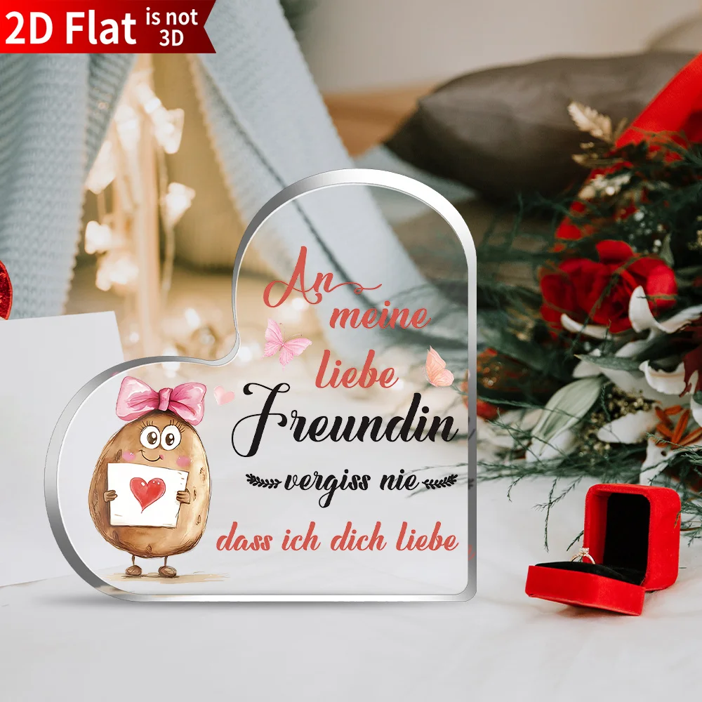 Acrylic Heart Desk Decoration - 2D Flat Romantic Gift for Boyfriend/Girlfriend, Cute Ornament for Shelf/Desk, Couple Valentine's - view 5