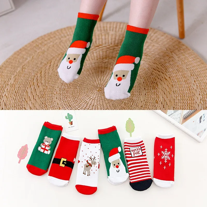 2022 Hot Children\'s Christmas Terry Socks Plush Thick Warm Omfortable Cartoon Santa Snowflake Baby Boys and Girls Med Tube Sock