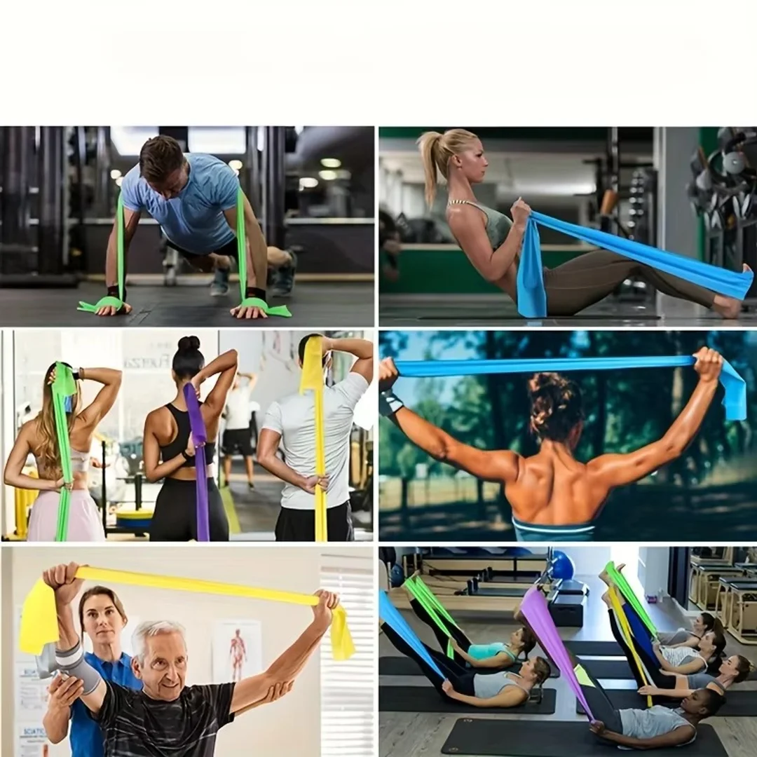 Three sets of yoga resistance bands, TPE elastic stretching bands with four resistance levels, and exercise equipment for fitnes